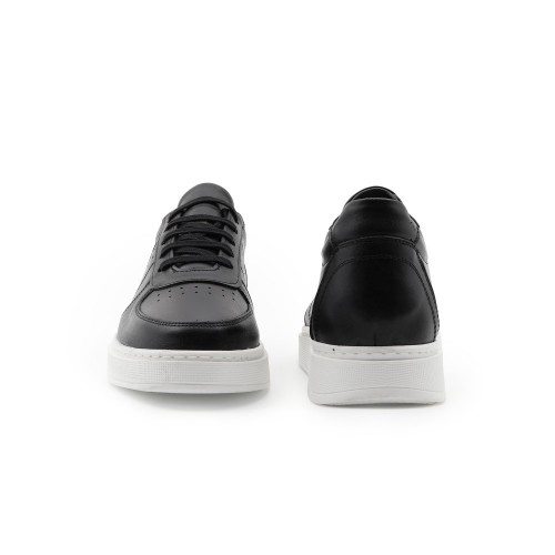 Günlük Gizli Topuklu Siyah Hakiki Deri Boy Uzatan Ayakkabı 5