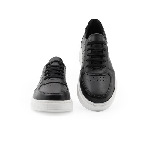 Günlük Gizli Topuklu Siyah Hakiki Deri Boy Uzatan Ayakkabı 6