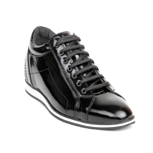 Günlük Gizli Topuklu Siyah Hakiki Rugan Deri Boy Uzatan Ayakkabı 1