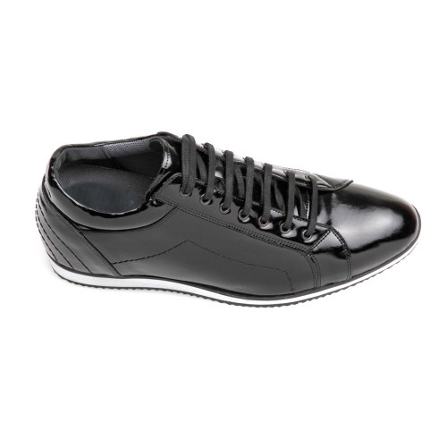 Günlük Gizli Topuklu Siyah Hakiki Rugan Deri Boy Uzatan Ayakkabı 2